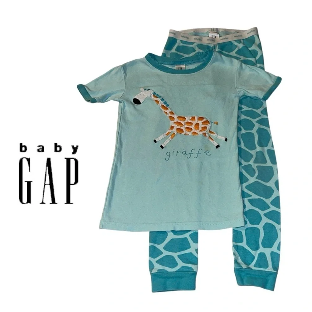 3-pr Pajamas GERBER Fleece Footed GAP Giraffe Set PJs Sleep Pink Green Girl 5